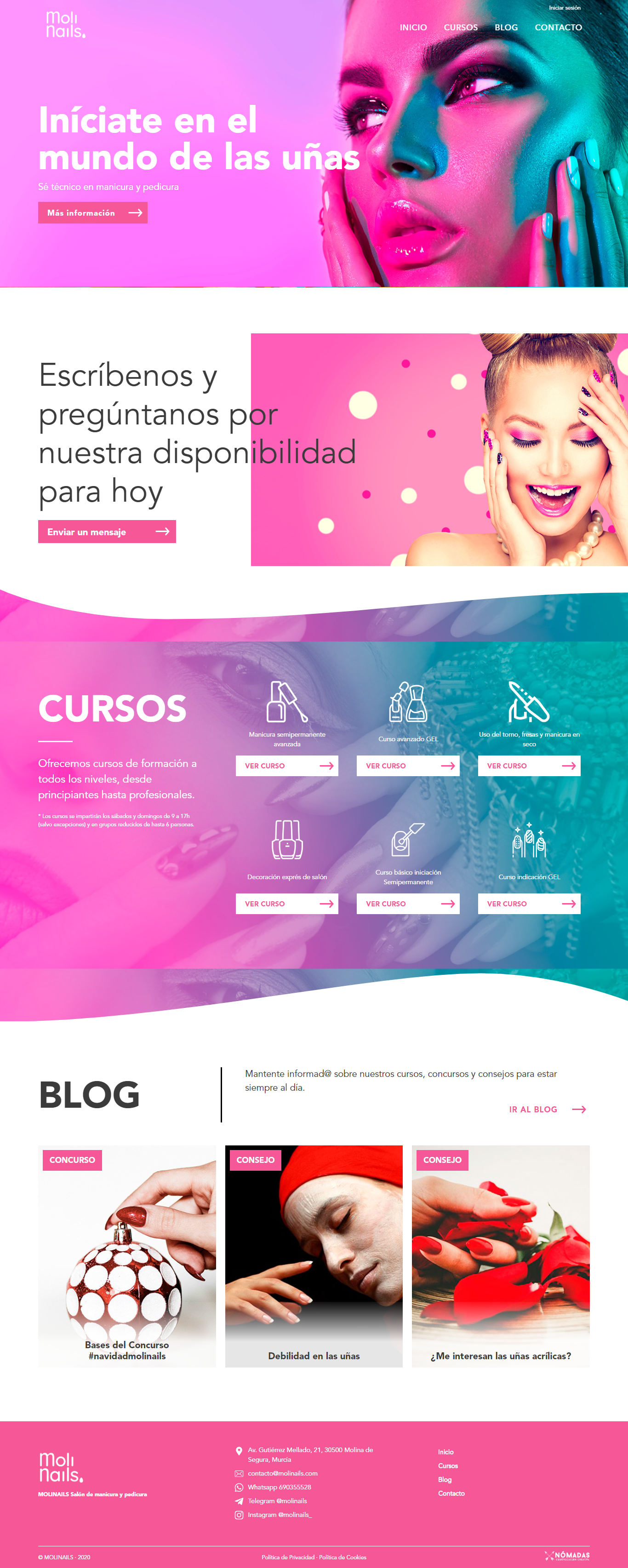 Desarrollo de página web de salón de Manicuras en Drupal en Murcia, Madrid y Panamá City | Nómadas Comunicación Creativa.